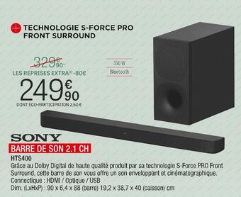 Extra Sony barre de son 2.1 ch hts400 offre