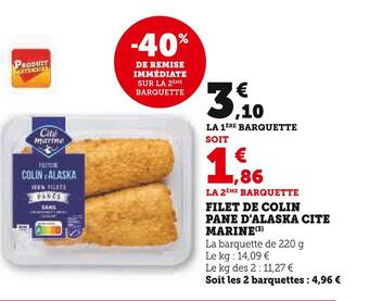 Super U Cite marine filet de colin pane d'alaska offre
