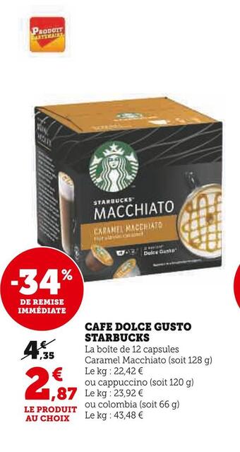 Super U Starbucks cafe dolce gusto offre