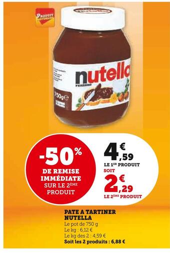 Super U Nutella pate a tartiner offre