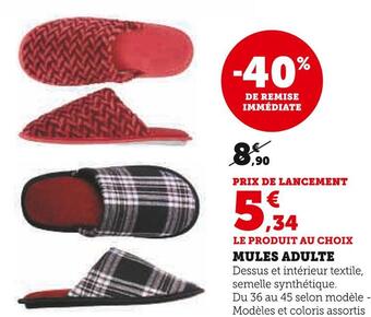 Super U U mules adulte offre