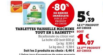 Super U Rainett tablettes vaisselle machine tout en 1 offre