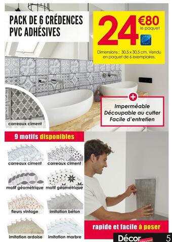 Pack de 6 crédences pvc adhésives