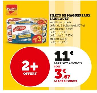 Super U Saupiquet filets de maquereaux offre