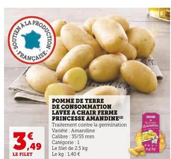 Super U Princesse amandine pomme de terre de consommation lavee a chair ferme offre