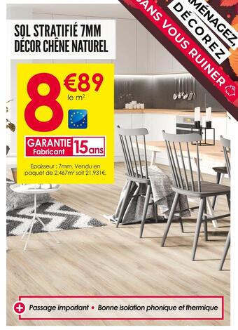 Décor Discount Sol stratifié 7mm décor chêne naturel offre