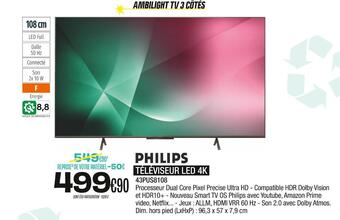 Blanc Brun Philips téléviseur led 4k offre