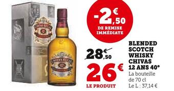 Super U Chivas blended scotch whisky12 ans 40° offre