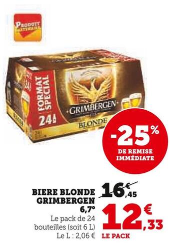 Super U Grimbergen biere blonde 6,7° offre