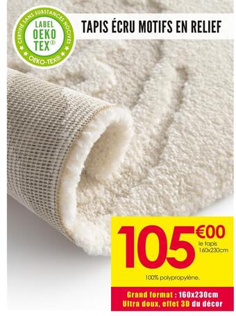 Décor Discount Tapis écru motifs en relief offre