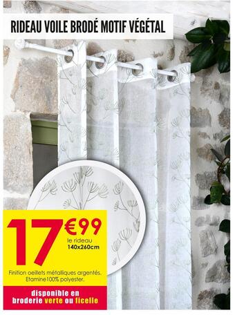 Décor Discount Rideau voile brodé motif végétal offre