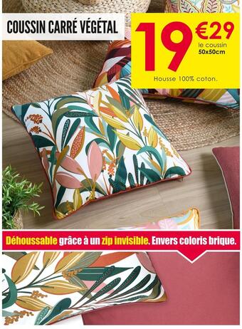 Décor Discount Coussin carré végétal offre