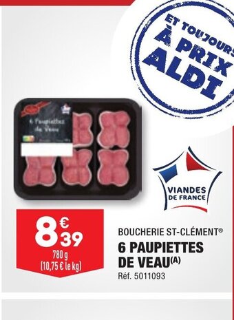 ALDI 6 PAUPIETTES DE VEAU offre