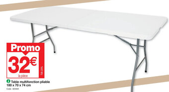 Promocash ✪ Table multifonction pliable 180 x 70 74 cm offre