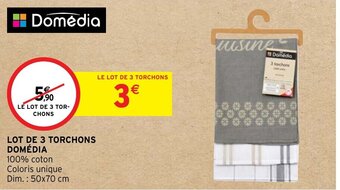 Intermarché LOT DE 3 TORCHONS DOMÉDIA offre