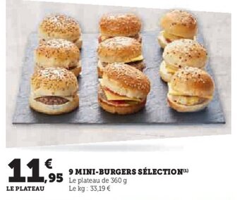 Super U 9 MINI-BURGERS SÉLECTION offre
