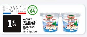Auchan YAOURT PUR BREBIS NATURE X2 BASKALIA offre