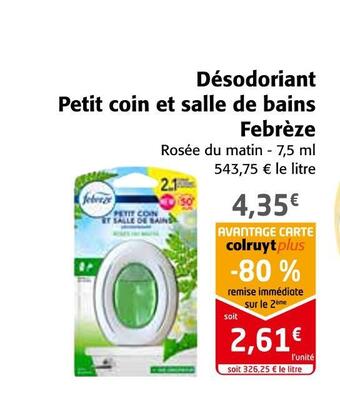 Colruyt Febrèze désodoriant petit coin et salle de bains offre