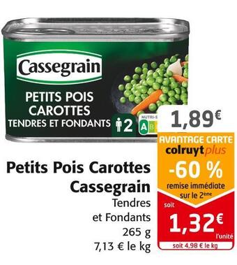 Colruyt Cassegrain petits pois carottes offre