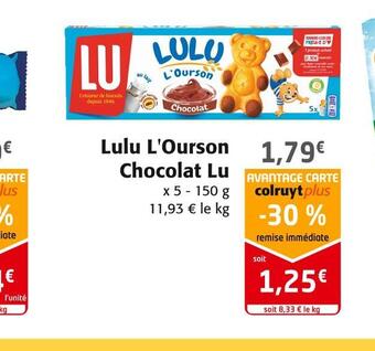 Colruyt Lu lulu l'ourson chocolat offre