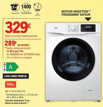 E.Leclerc Tcl lave-linge frontal offre