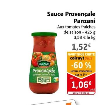 Colruyt Panzani sauce provençale offre