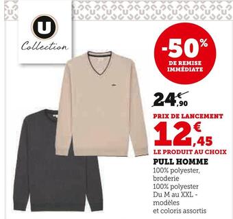 Super U U collection pull homme offre