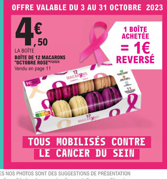 E.Leclerc BOÎTE DE 12 MACARONS OCTOBRE ROSE offre