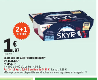 E.Leclerc SKYR SUR LIT AUX FRUITS ROUGES offre