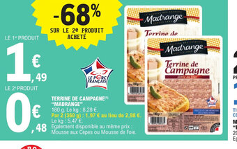 E.Leclerc TERRINE DE CAMPAGNE MADRANGE offre