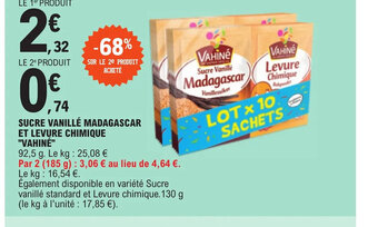 E.Leclerc SUCRE VANILLÉ MADAGASCAR ET LEVURE CHIMIQUE VAHINÉ offre