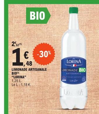 E.Leclerc LIMONADE ARTISANALE BIO LORINA offre