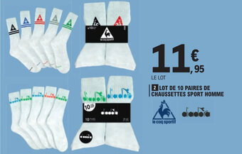 E.Leclerc 2 LOT DE 10 PAIRES DE CHAUSSETTES SPORT HOMME offre