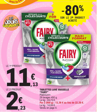 E.Leclerc TABLETTES LAVE VAISSELLE "FAIRY" offre