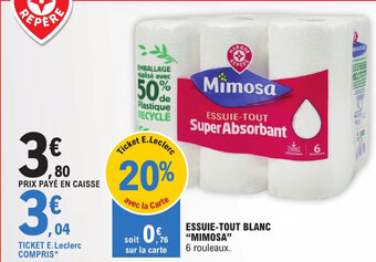 E.Leclerc ESSUIE-TOUT BLANC "MIMOSA" offre