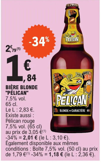 E.Leclerc BIÈRE BLONDE "PÉLICAN" offre