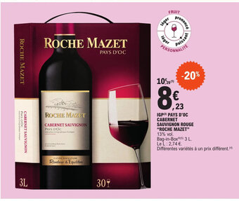 E.Leclerc IGP(2) PAYS D'OC CABERNET SAUVIGNON ROUGE "ROCHE MAZET" offre