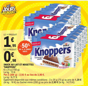 SNACK AU LAIT ET NOISETTES "KNOPPERS"