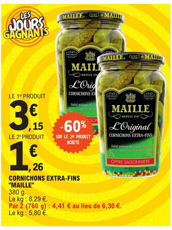E.Leclerc CORNICHONS EXTRA-FINS "MAILLE" offre
