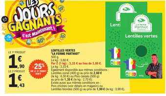 E.Leclerc LENTILLES VERTES "LA FERME PARTHIOT" offre
