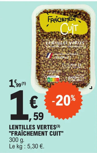 E.Leclerc LENTILLES VERTES (3) "FRAÎCHEMENT CUIT" offre