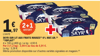 E.Leclerc SKYR SUR LIT AUX FRUITS ROUGES(¹) 0% MAT.GR. (3) "YOPLAIT" offre
