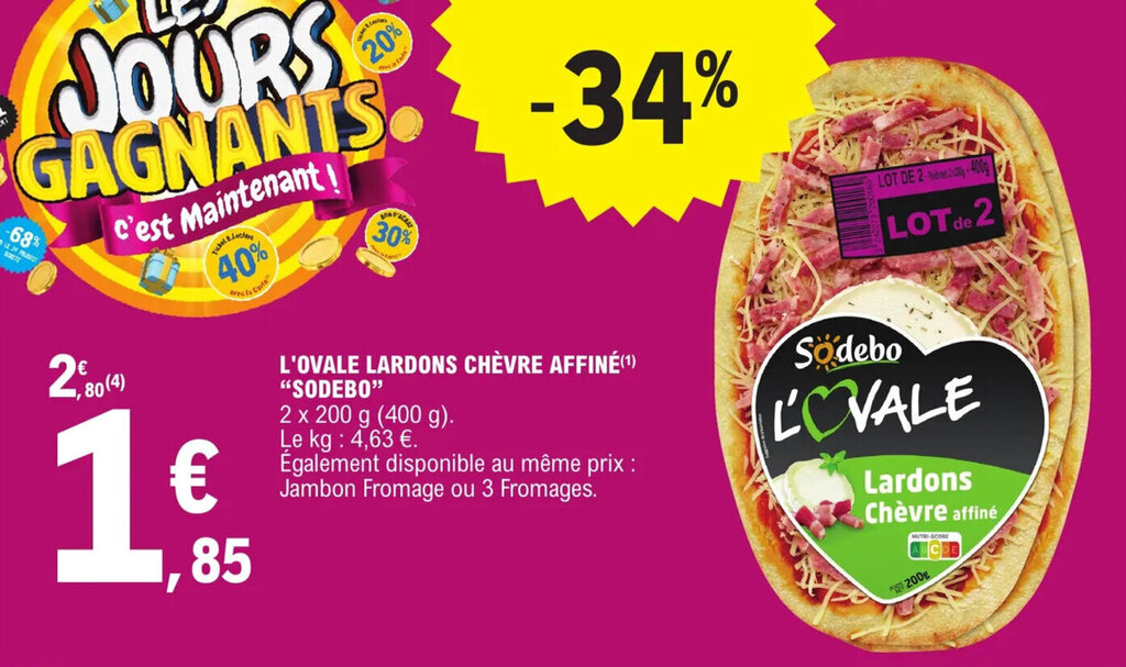 Promo L'OVALE LARDONS CHÈVRE AFFINÉ(¹) "SODEBO" chez E.Leclerc