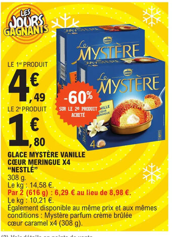 E.Leclerc GLACE MYSTÈRE VANILLE CŒUR MERINGUE X4 offre