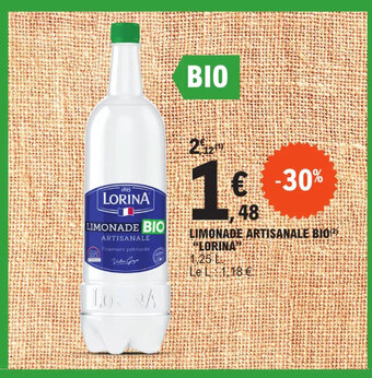 E.Leclerc LIMONADE ARTISANALE BIO(²) "LORINA" offre