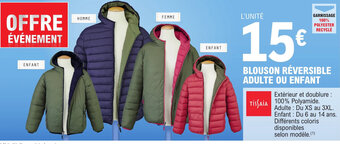E.Leclerc BLOUSON RÉVERSIBLE ADULTE OU ENFANT offre