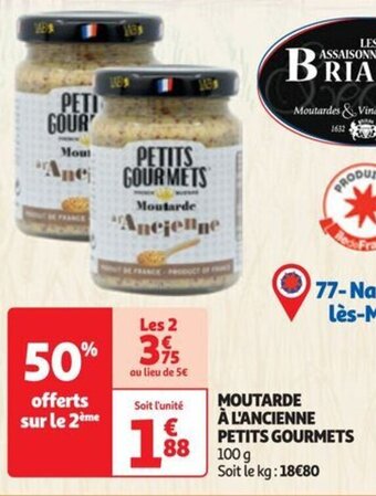 Auchan MOUTARDE À L'ANCIENNE PETITS 88 100 g offre