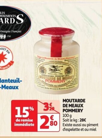 Auchan MOUTARDE DE MEAUX POMMERY 100 g offre