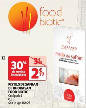 Auchan PISTILS DE SAFRAN DE KHORASAN FOOD BIOTIC offre