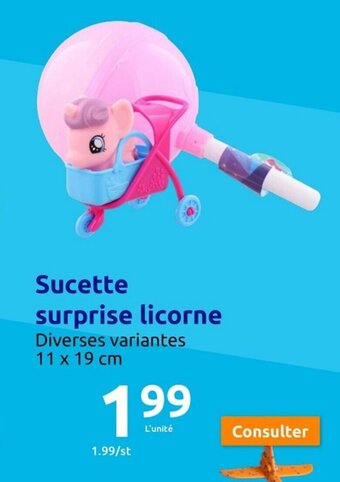 Action Sucette surprise licorne offre